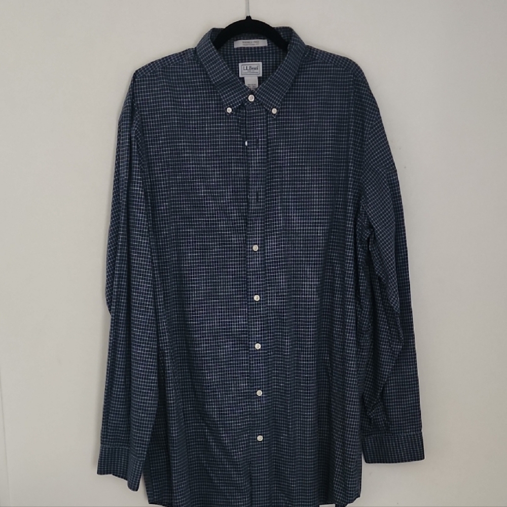 L.L. Bean Blue Checkered Casual Shirt